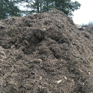 pile of natural hardwood mulch at the Bay Landscaping nursery