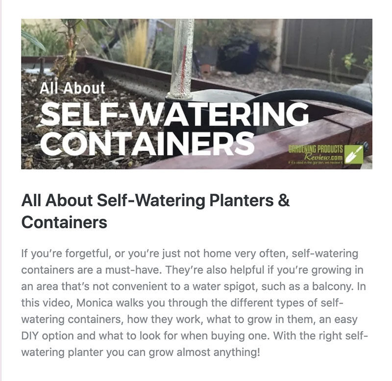 info about self-watering planters from Gardening Products Review